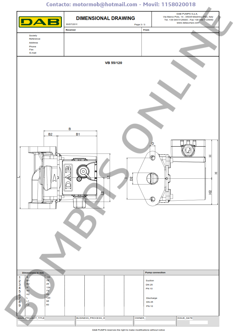 Bomba Circuladora DAB VB 55/120 – Monofasica – Precio