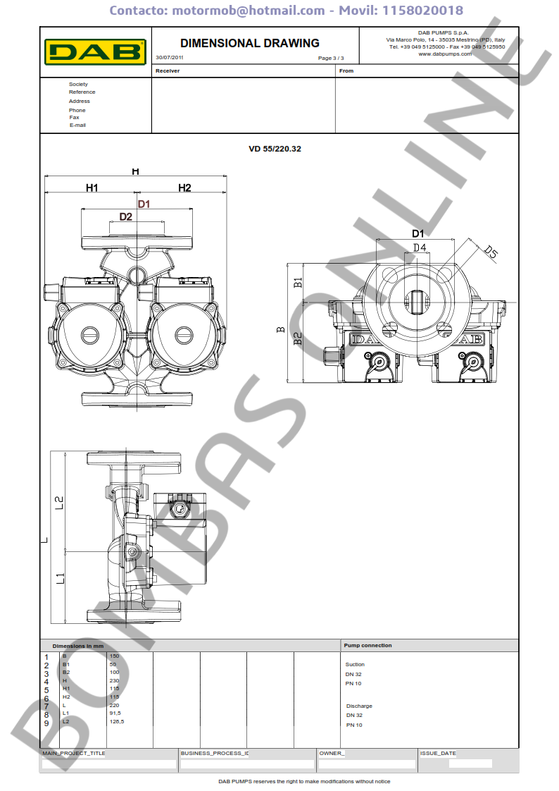 Bomba Circuladora Doble DAB VD 55/220.32 – Monofasica – Precio