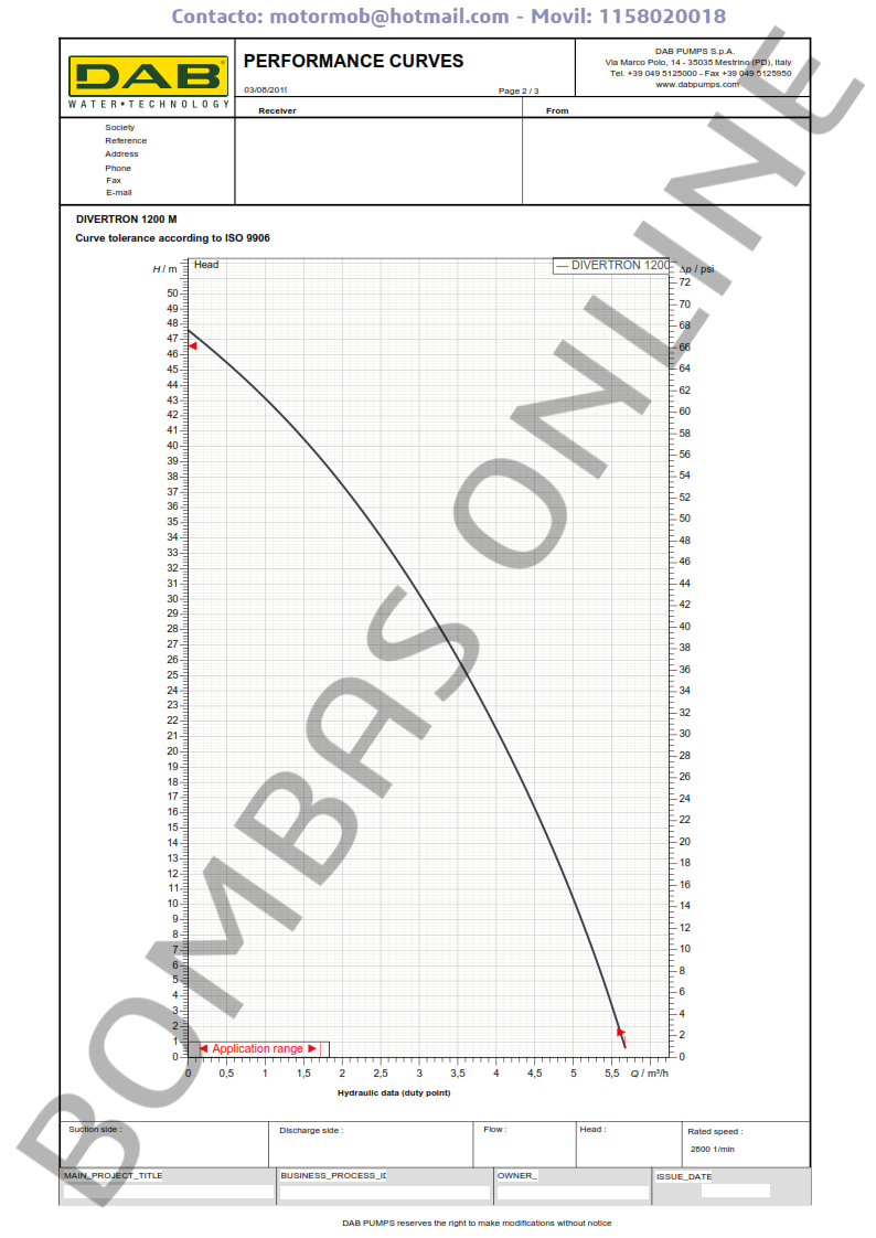 Bomba Sumergible DAB DIVERTRON 1200 M – Monofasica – Precio