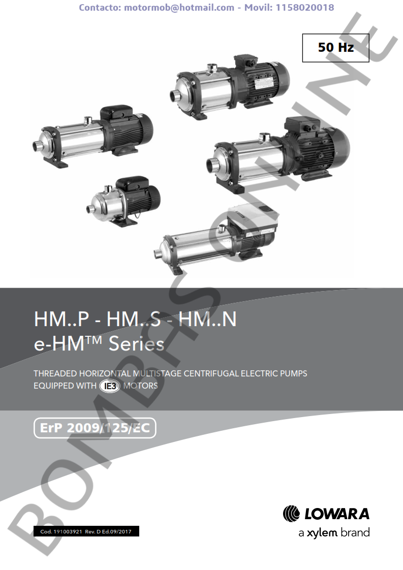 Bomba Multietapa LOWARA 5HM02P05M – Monofasica – 104600750 – Precio