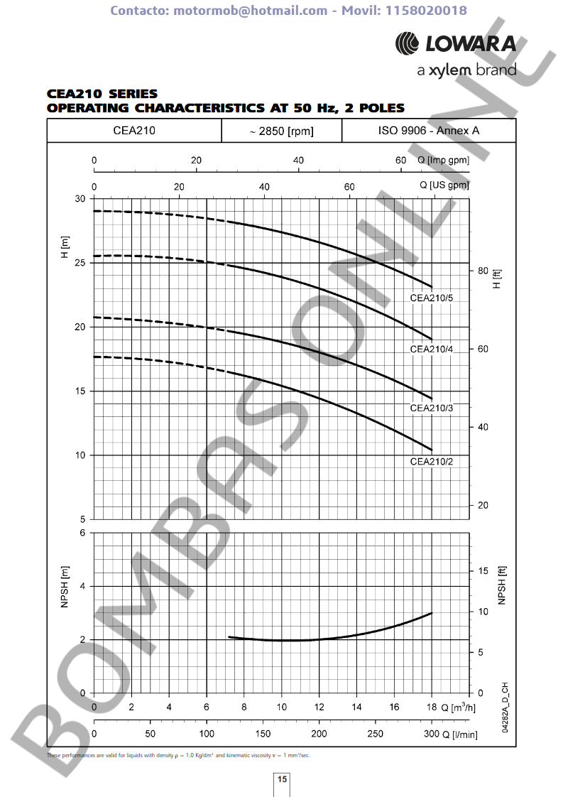 Bomba Acero Inoxidable LOWARA CEA 210/4N/D – Trifasica – 104480074 – Precio