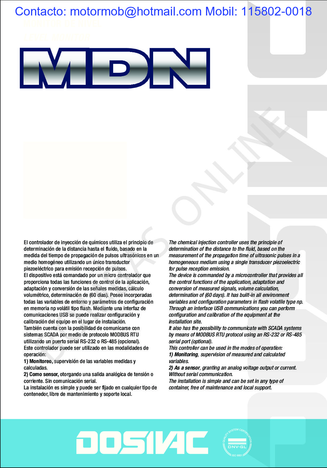 CONTROL TOTAL DOSIVAC Bombas Milenio – Monofásico