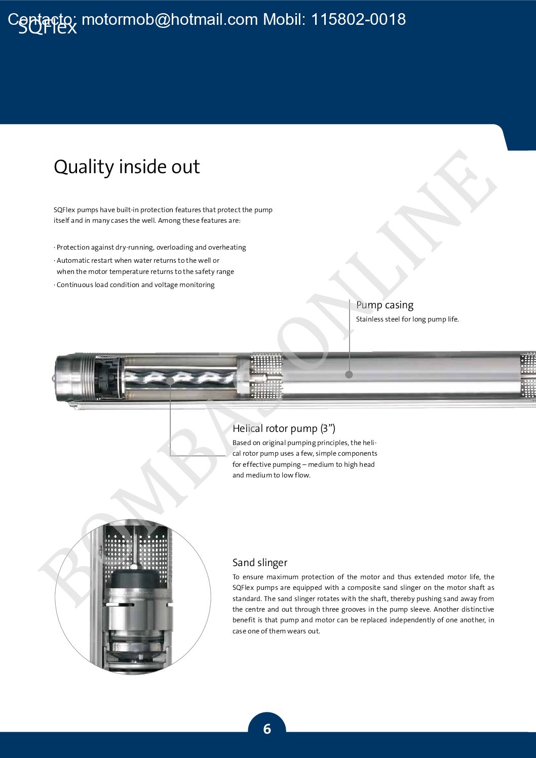 GRUNDFOS SQF 1.2-3 Rp 1 1/4 cpl. SUMERGIBLE ENERGIA EOLICA / SOLAR 380V 96834838 Helicoidal – PRECIO