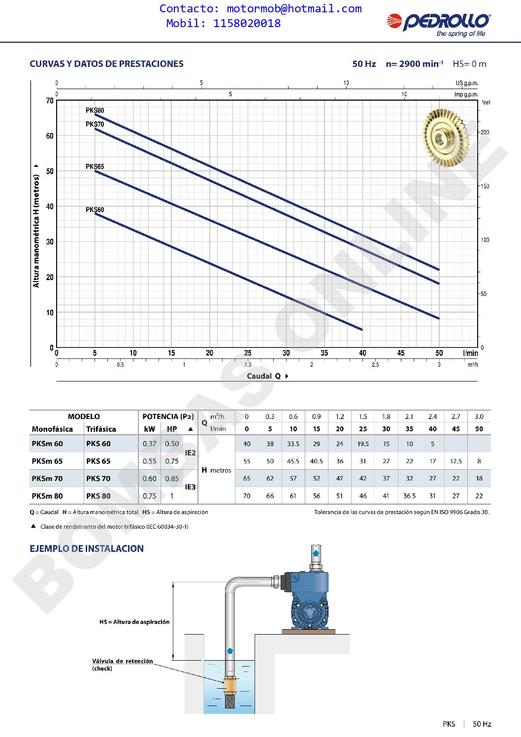 BOMBA PERIFERICA AUTOCEBANTE PEDROLLO PKSm 60 – 0.5 HP MONOFASICA – PRECIO