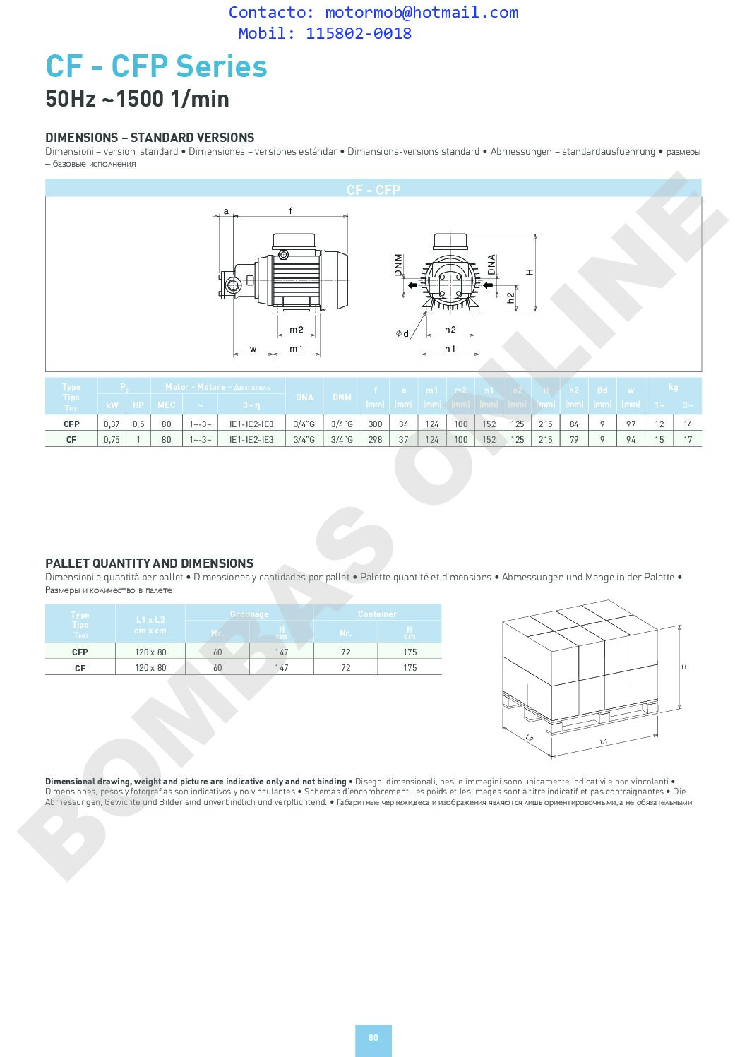 Bomba de Engranaje SAER CFP – 0,5 HP – Trifásica – SAE1001070 – PRECIO