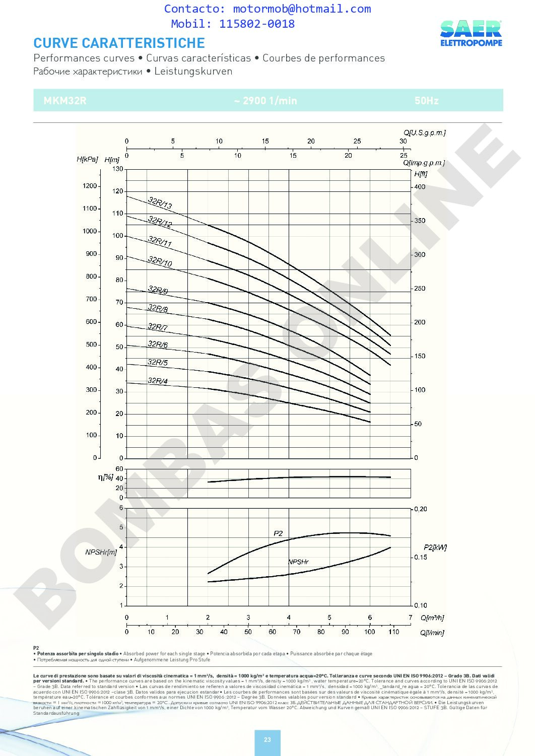 Bomba Multietapa Vertical SAER MK 32 / R4 – 1 HP – Monofásica – SAE1005800 – PRECIO