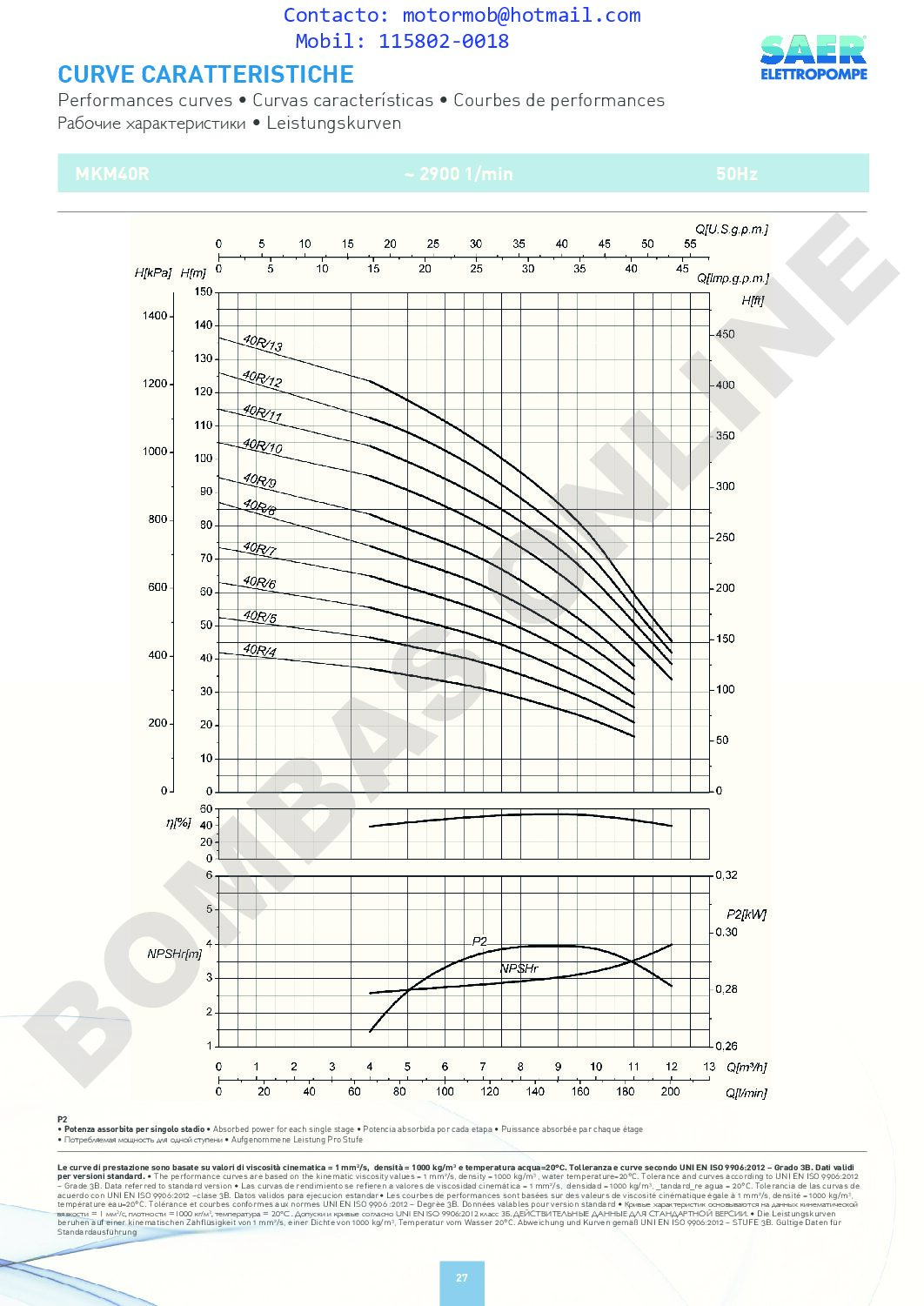 Bomba Multietapa Vertical SAER MK 32 / R4 – 1 HP – Monofásica – SAE1005800 – PRECIO