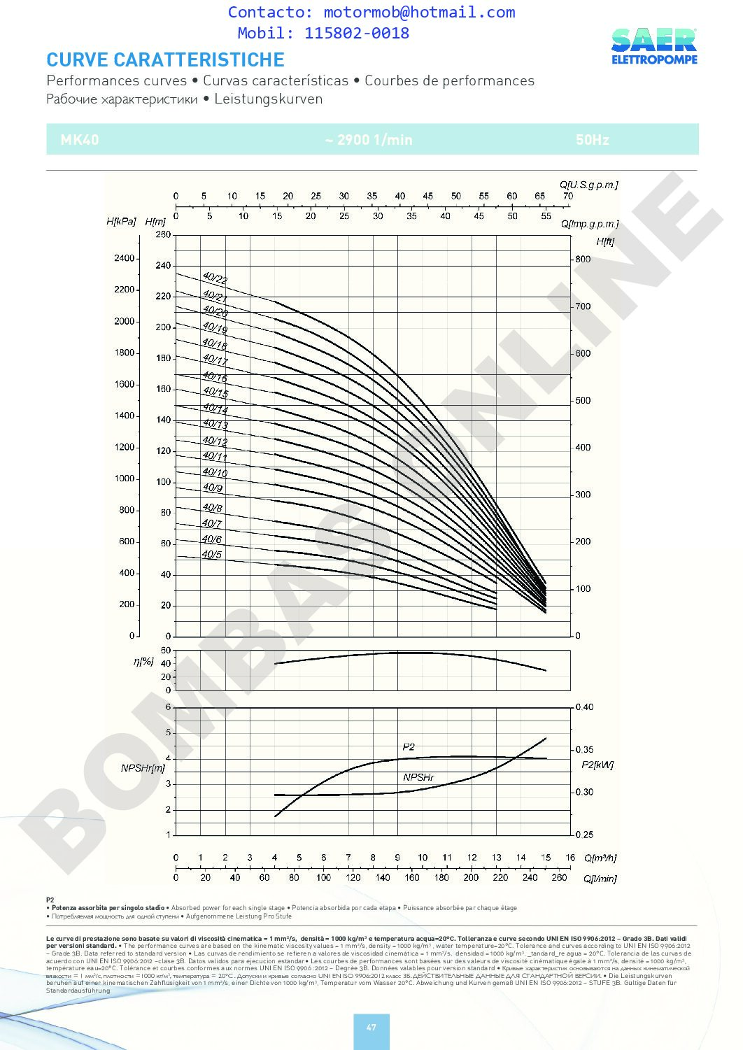 Bomba Multietapa Vertical SAER MK 32 / R4 – 1 HP – Monofásica – SAE1005800 – PRECIO