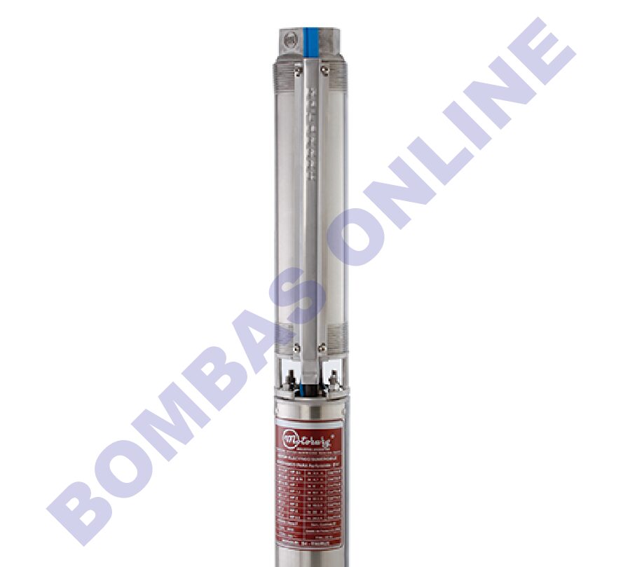 BOMBA SUMERGIBLE MONOFÁSICA MOTORARG PARA PERFORACIONES DE 4″ BMS 403X3/0,5 – 0,5 HP –  (MOTOR 2 ALAMBRES) – PRECIO