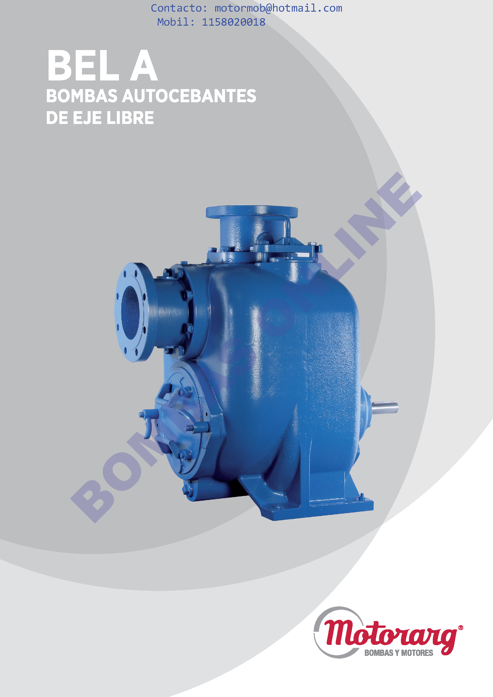 BOMBA MOTORARG CENTRÍFUGA PUNTA DE EJE LIBRE BEL A-4 – 4 HP – 950 VPN – PRECIO