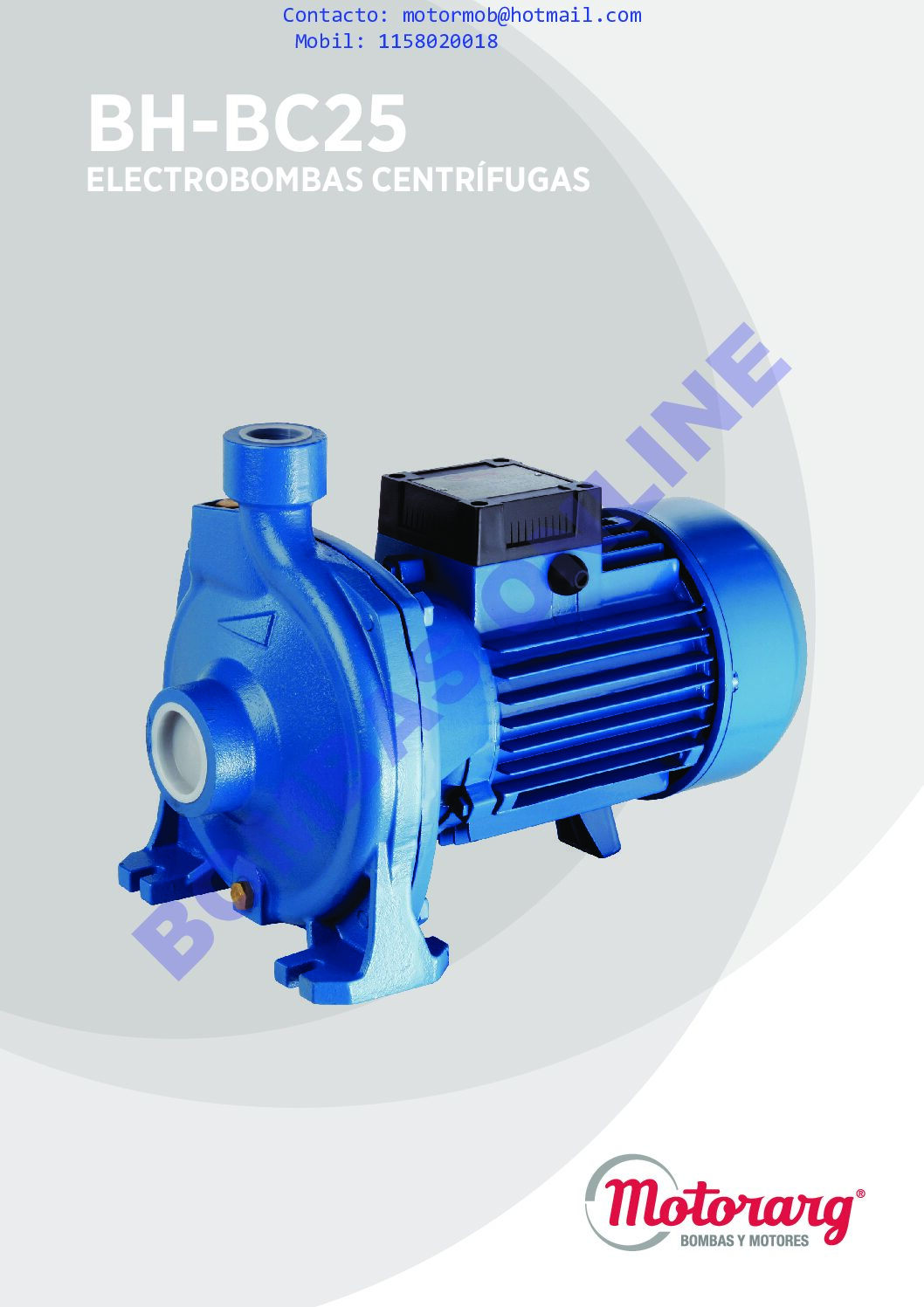 BOMBA MOTORARG CENTRÍFUGA MONOBLOCK BH 300 T – 3 HP – TRIFÁSICA – PRECIO