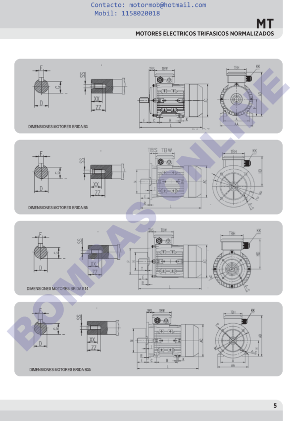 MOTOR ELECTRICO MOTORARG MT 90L1-4 – 2 HP – 1500 RPM – TRIFÁSICO – PRECIO