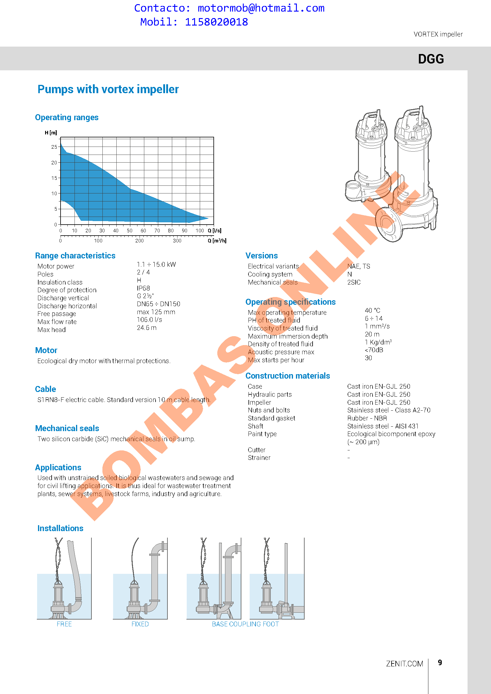 Bomba ZENIT DRAGA GREY DGG 2000/4/150 A0HT – 20 HP – Trifásica – Precio